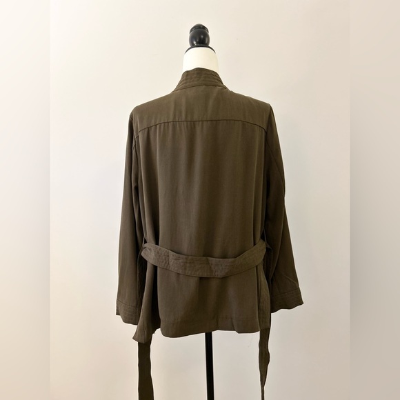 H&M Army Green, Dark Green Short Kimono, Tie Waist - size 8 - Picture 8 of 9